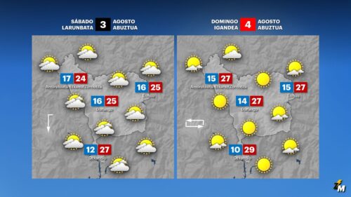 Eguraldiaren hobekuntza gaur arratsaldetik aurrera GRAFISMOA: Unai García.