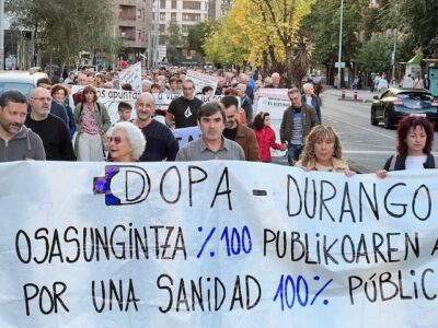 Gaur arratsaldean Durangon egindako manifestazioaren irudia